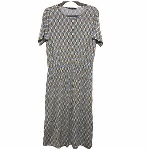 MONOPRIX FEMME Gris Mustard White Bird Print Dress